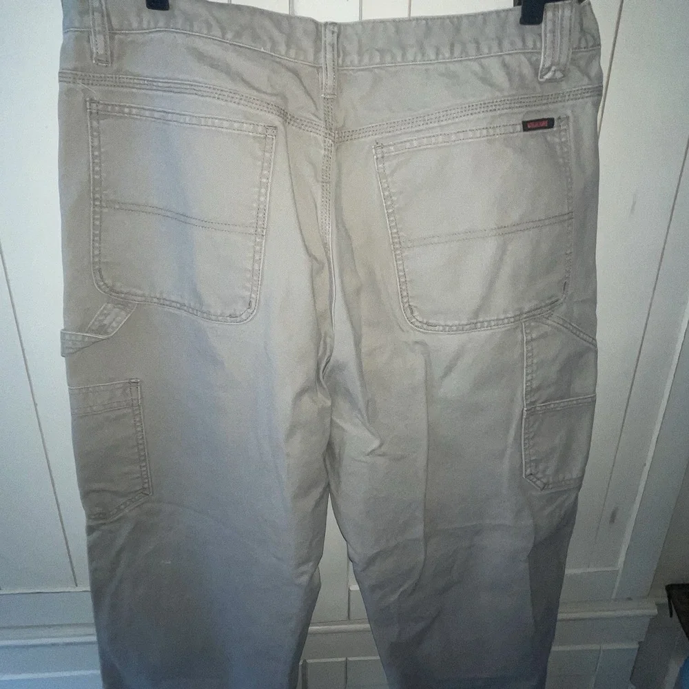 Wolverine Jeans Men's Sz 38x30 Beige Tan Canvas Baggy Loose Leg Carpenter Pants